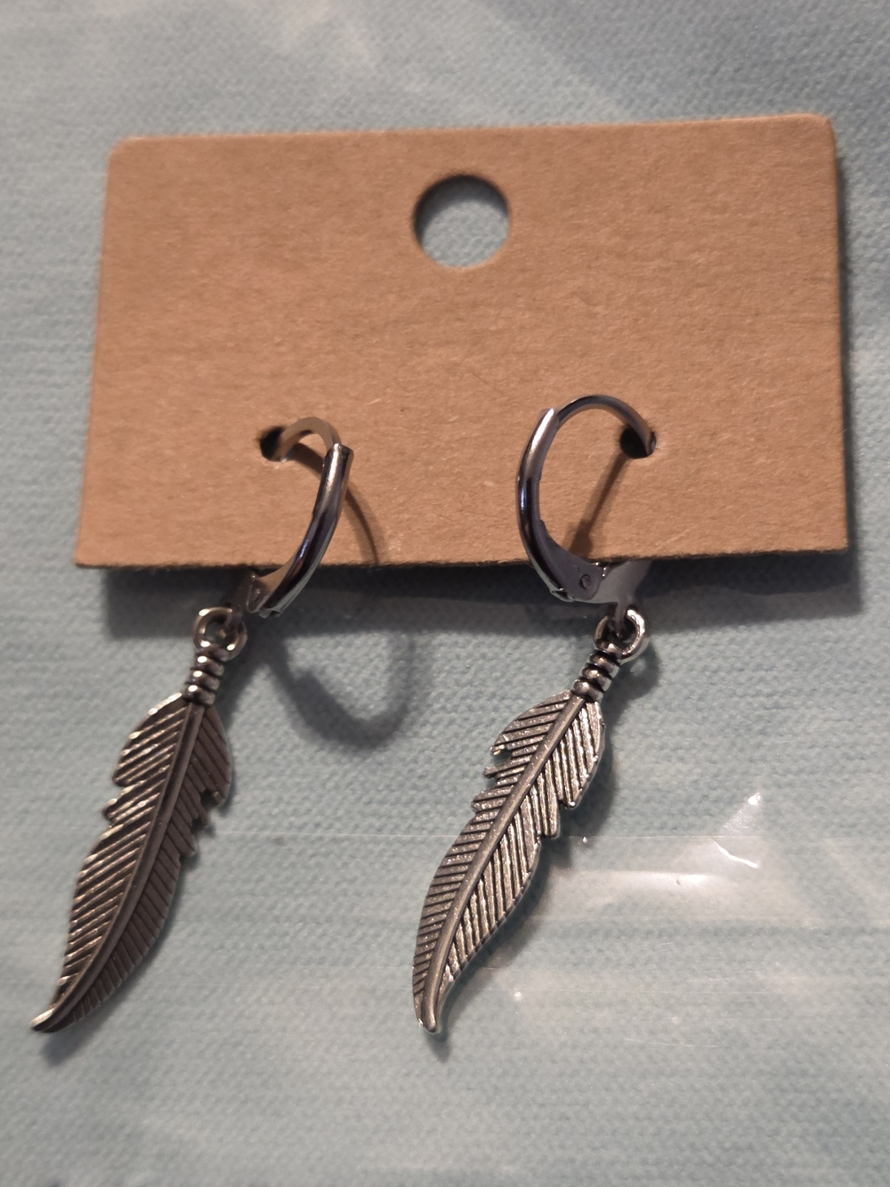 Silver Feather Dangle Earrings